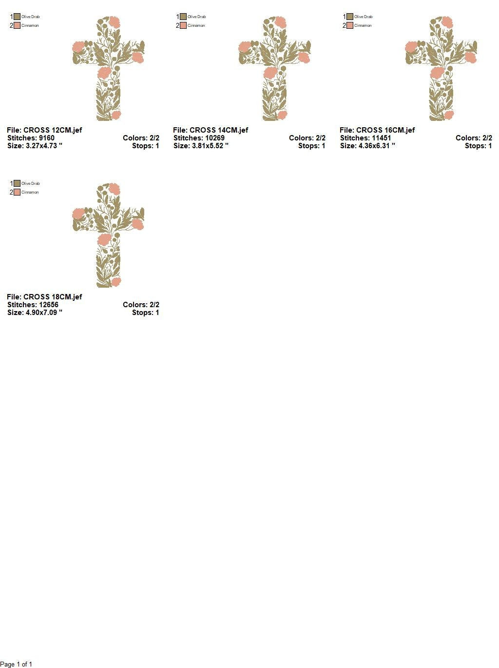 Cross embroidery designs - Religious embroidery design machine embroidery pattern - Catholic embroidery file - Cross with flowers Eucharist