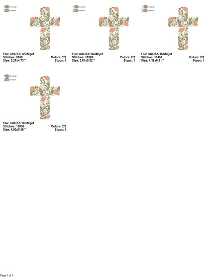 Cross embroidery designs - Religious embroidery design machine embroidery pattern - Catholic embroidery file - Cross with flowers Eucharist