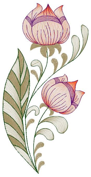 Rose embroidery designs - Flower embroidery design machine embroidery pattern - Floral Tulip embroidery file - instant download pes jef dst