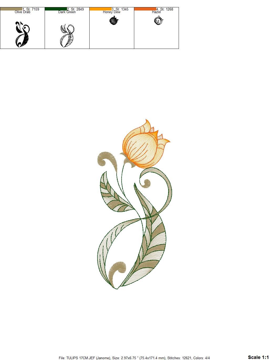 Delicate Tulip embroidery designs - Flower embroidery design machine embroidery pattern - Floral laurel embroidery file - instant download Marcia Embroidery