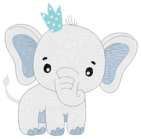 Elephant with a crown embroidery designs - Animal embroidery design machine embroidery pattern - Baby girl embroidery file - Baby elephant