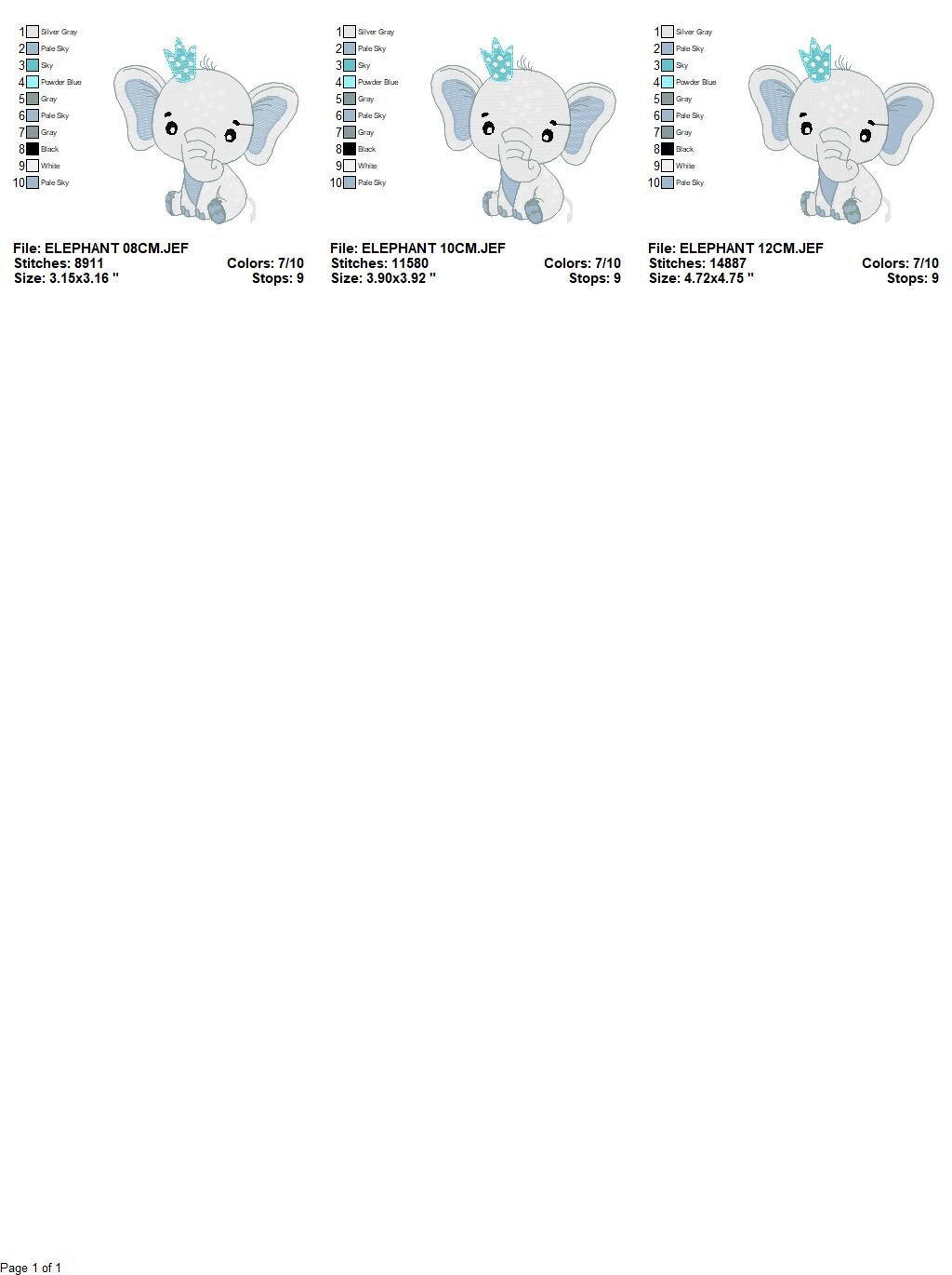 Elephant embroidery designs - Safari wild Animal machine embroidery pattern - Baby boy file - Elephant with crown - Instant download pes jef