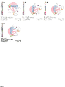 Balloon embroidery designs - Hot air balloon embroidery design machine embroidery pattern - Sky clouds embroidery file - instant download