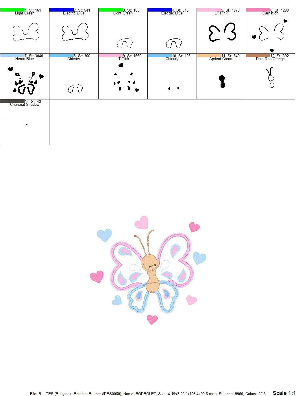 Butterfly embroidery design - Cute embroidery designs machine embroidery pattern - Baby girl embroidery file - instant download digital pes Marcia Embroidery