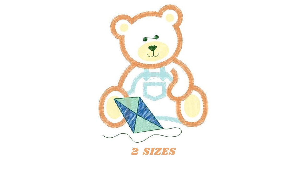 Kite embroidery designs - Boy embroidery design machine embroidery pattern - Bear embroidery file Bear design sky embroidery kid embroidery Marcia Embroidery