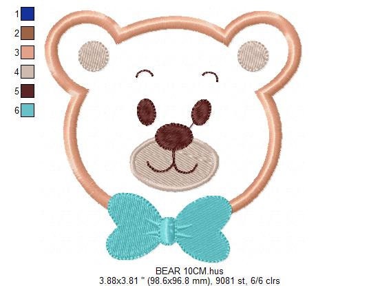 Teddy Bear embroidery designs - Bear face embroidery design machine embroidery pattern - Teddy bear applique design baby boy embroidery file