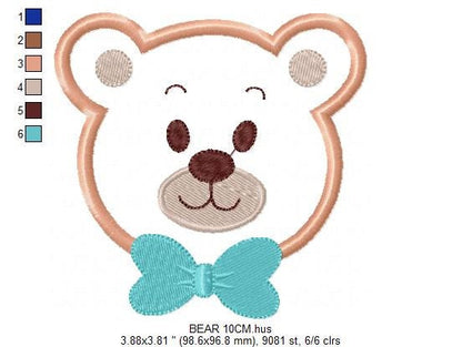 Teddy Bear embroidery designs - Bear face embroidery design machine embroidery pattern - Teddy bear applique design baby boy embroidery file
