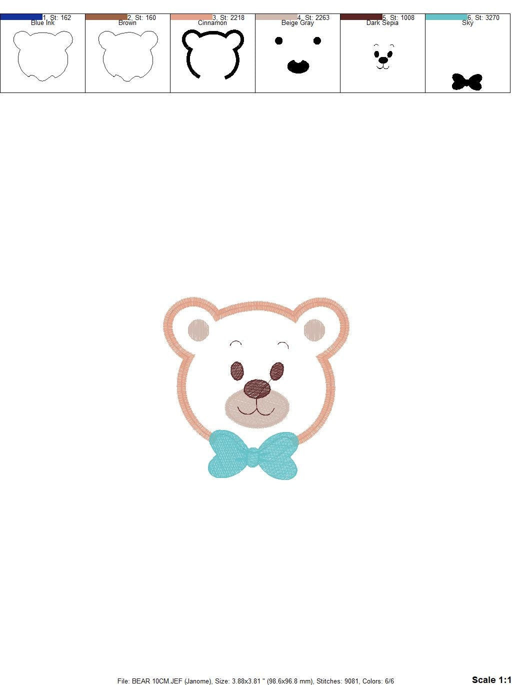 Teddy Bear embroidery designs - Bear face embroidery design machine embroidery pattern - Teddy bear applique design baby boy embroidery file