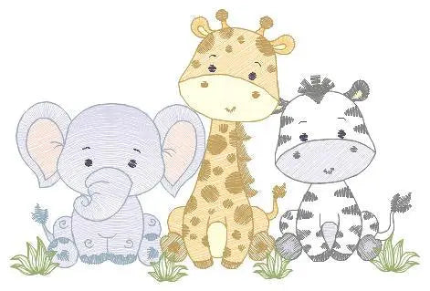Safari embroidery designs - Elephant embroidery design machine embroidery pattern - Giraffe embroidery file - Zebra embroidery download pes Marcia Embroidery