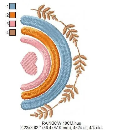 Boho Rainbow embroidery design - Colorful Rainbow machine embroidery pattern - Baby girl file - Instant digital download pes jef dst hus vp3 Marcia Embroidery