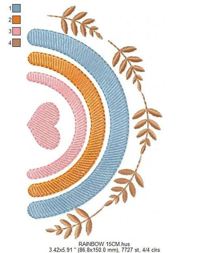 Boho Rainbow embroidery design - Colorful Rainbow machine embroidery pattern - Baby girl file - Instant digital download pes jef dst hus vp3 Marcia Embroidery