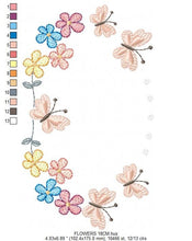 Cargar imagen en el visor de la galería, Flower Frame embroidery designs - Delicate Butterfly embroidery design machine embroidery pattern - Wreath embroidery file - girl embroidery
