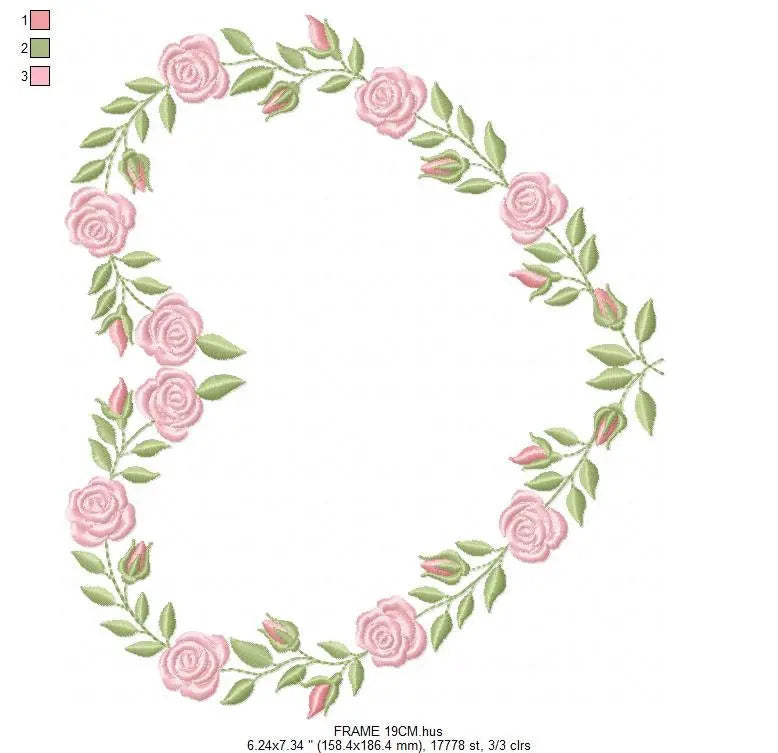 Heart with roses embroidery designs - Flower embroidery design machine embroidery pattern - Monogram Frame embroidery file - pes jef vip vp3 Marcia Embroidery