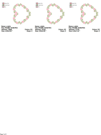 Heart with roses embroidery designs - Flower embroidery design machine embroidery pattern - Monogram Frame embroidery file - pes jef vip vp3 Marcia Embroidery