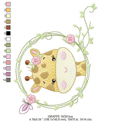 Giraffe embroidery designs - Woodland animals embroidery design machine embroidery pattern - Baby girl embroidery file - instant download