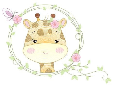 Giraffe embroidery designs - Woodland animals embroidery design machine embroidery pattern - Baby girl embroidery file - instant download