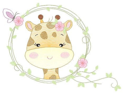 Giraffe embroidery designs - Woodland animals embroidery design machine embroidery pattern - Baby girl embroidery file - instant download