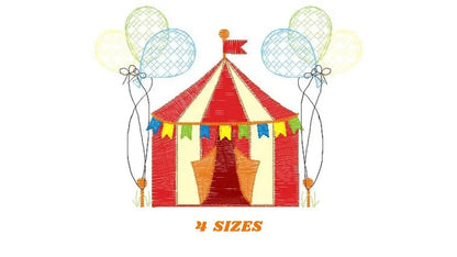 Circus embroidery design - Market Tent with balloons machine embroidery pattern - Fair embroidery file - Instant digital download pes jef Marcia Embroidery