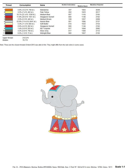 Elephant embroidery designs - Animal Circus embroidery design machine embroidery pattern - Baby boy embroidery file - Circus embroidery pes Marcia Embroidery