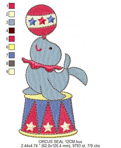 Circus Seal embroidery designs - Animal circus embroidery design machine embroidery pattern - Baby boy embroidery file - Circus embroidery