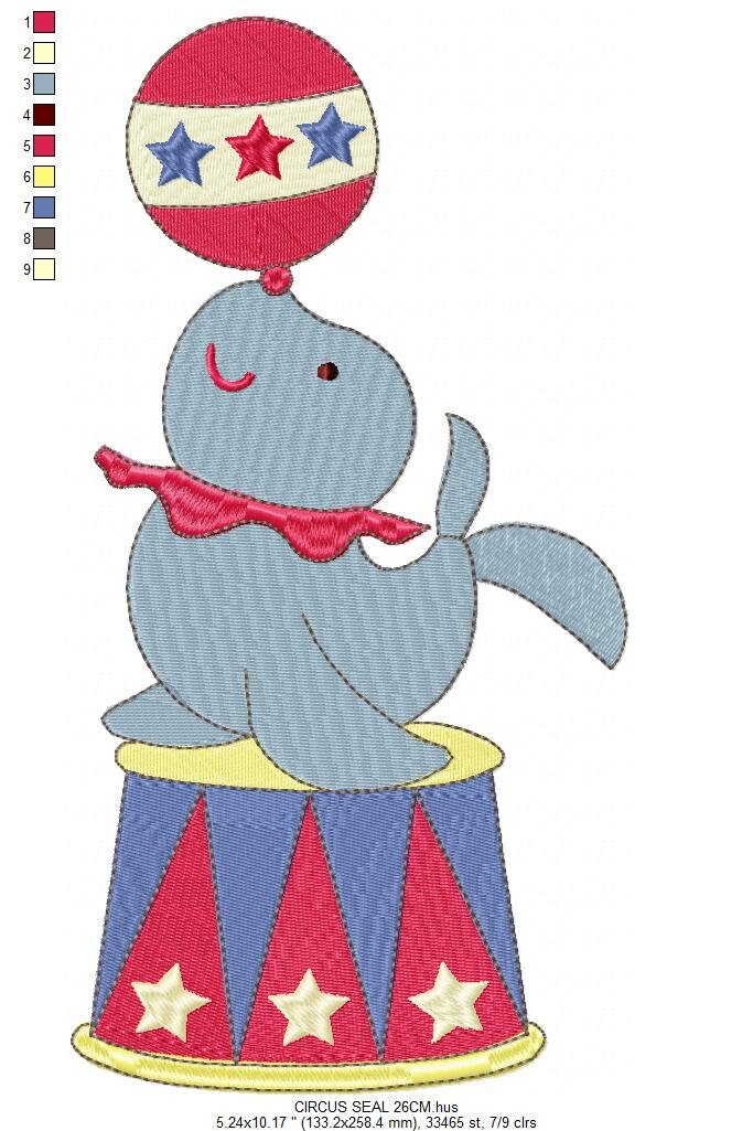 Circus Seal embroidery designs - Animal circus embroidery design machine embroidery pattern - Baby boy embroidery file - Circus embroidery