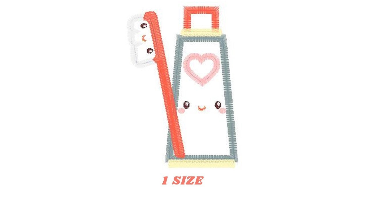 Toothbrush embroidery designs - Toothpaste embroidery design machine embroidery pattern - Tooth embroidery file - Dental instant download