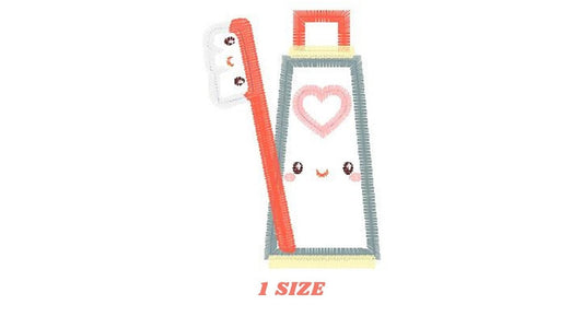 Toothbrush embroidery designs - Toothpaste embroidery design machine embroidery pattern - Tooth embroidery file - Dental instant download