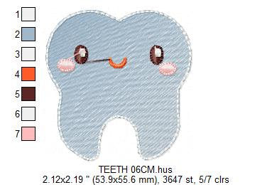 Tooth embroidery designs - Teeth embroidery design machine embroidery pattern - Dentist embroidery file - Dental instant embroidery download