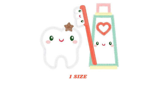 Toothbrush embroidery designs - Toothpaste embroidery design machine embroidery pattern - Tooth embroidery file - Dental instant download