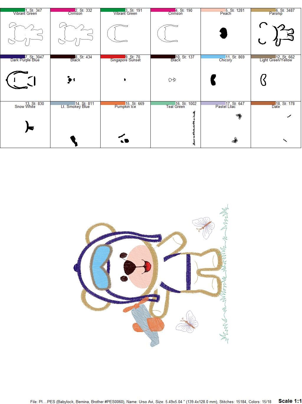 Bear embroidery designs - Plane embroidery design machine embroidery pattern - Teddy bear embroidery file - Bear Pilot Bear applique design