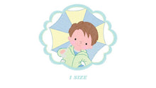 Cargar imagen en el visor de la galería, Baby boy embroidery design - Umbrella embroidery designs machine embroidery pattern - Boy with umbrella embroidery file - instant download
