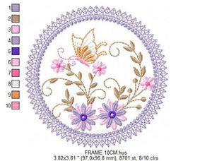 Flower Frame embroidery designs - Daisy embroidery design machine embroidery pattern - Kitchen embroidery file - instant digital download