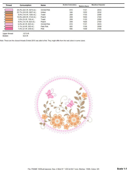 Flower Frame embroidery designs - Flower embroidery design machine embroidery pattern - Kitchen embroidery file - instant digital download