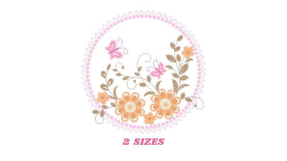 Flower Frame embroidery designs - Flower embroidery design machine embroidery pattern - Kitchen embroidery file - instant digital download