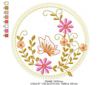 Laden Sie das Bild in den Galerie-Viewer, Frame embroidery designs - Flower embroidery design machine embroidery pattern - Butterfly embroidery file girl embroidery - Flower frame
