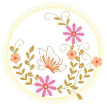 Load image into Gallery viewer, Frame embroidery designs - Flower embroidery design machine embroidery pattern - Butterfly embroidery file girl embroidery - Flower frame
