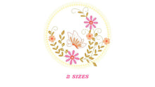 Load image into Gallery viewer, Frame embroidery designs - Flower embroidery design machine embroidery pattern - Butterfly embroidery file girl embroidery - Flower frame
