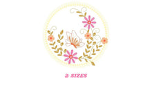 Cargar imagen en el visor de la galería, Frame embroidery designs - Flower embroidery design machine embroidery pattern - Butterfly embroidery file girl embroidery - Flower frame
