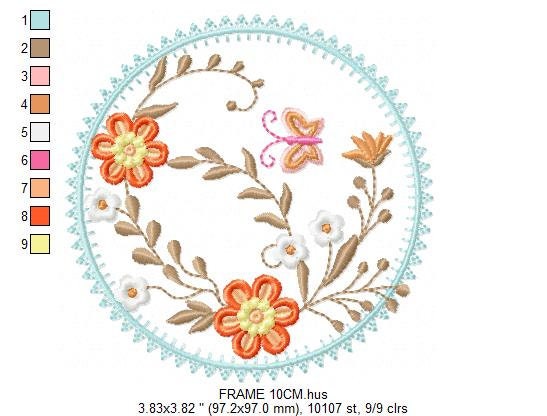 Frame embroidery designs - Flower embroidery design machine embroidery pattern - Rose embroidery file girl embroidery - embroidery download