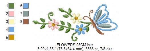 Butterfly embroidery design - Delicate Flowers embroidery designs machine embroidery pattern - Tea towel embroidery file - instant download Marcia Embroidery