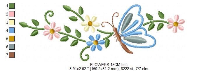 Butterfly embroidery design - Delicate Flowers embroidery designs machine embroidery pattern - Kitchen embroidery file - instant download Marcia Embroidery