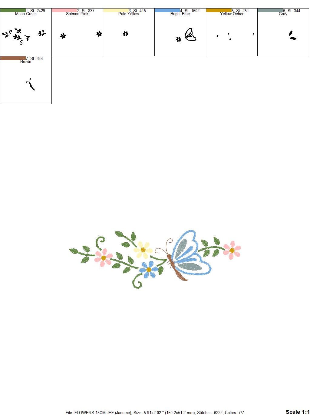 Butterfly embroidery design - Delicate Flowers embroidery designs machine embroidery pattern - Kitchen embroidery file - instant download Marcia Embroidery