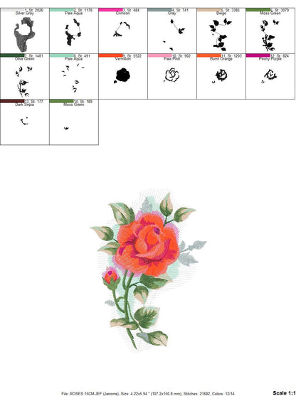 Roses embroidery designs - Flower embroidery design machine embroidery pattern - Rose embroidery file - Flowers for towels embroidery pes