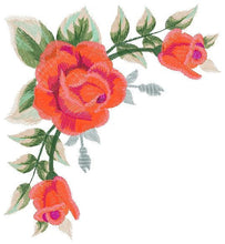 Charger l&#39;image dans la galerie, Roses corner embroidery designs - Flower embroidery design machine embroidery pattern - Monogram Frame embroidery file - pes jef vip vp3 dst
