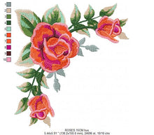 Charger l&#39;image dans la galerie, Roses corner embroidery designs - Flower embroidery design machine embroidery pattern - Monogram Frame embroidery file - pes jef vip vp3 dst
