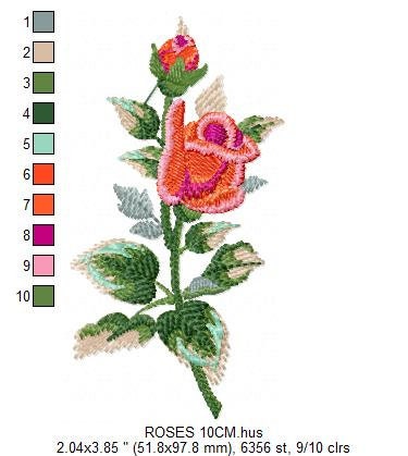 Roses embroidery designs - Flower embroidery design machine embroidery pattern - Rose embroidery file - Flowers for towels embroidery pes Marcia Embroidery