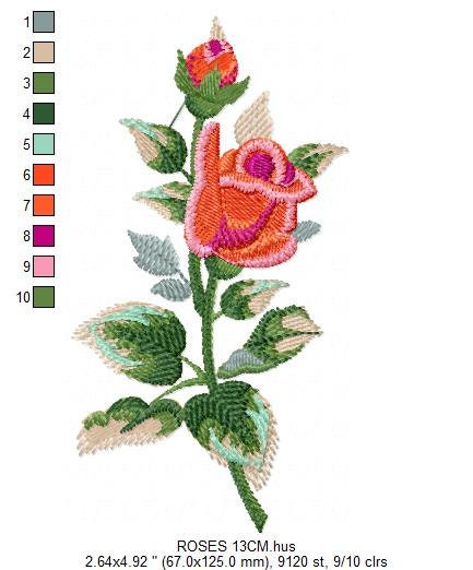 Roses embroidery designs - Flower embroidery design machine embroidery pattern - Rose embroidery file - Flowers for towels embroidery pes Marcia Embroidery