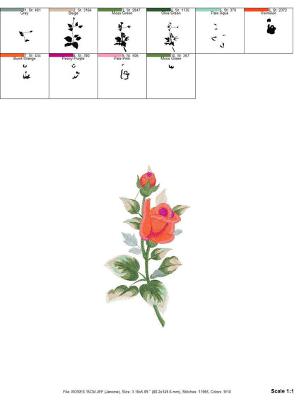 Roses embroidery designs - Flower embroidery design machine embroidery pattern - Rose embroidery file - Flowers for towels embroidery pes Marcia Embroidery