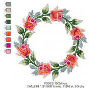 Cargar imagen en el visor de la galería, Rose Wreath embroidery designs - Flower frame embroidery design machine embroidery pattern - Rose embroidery file - Roses Garland frame pes
