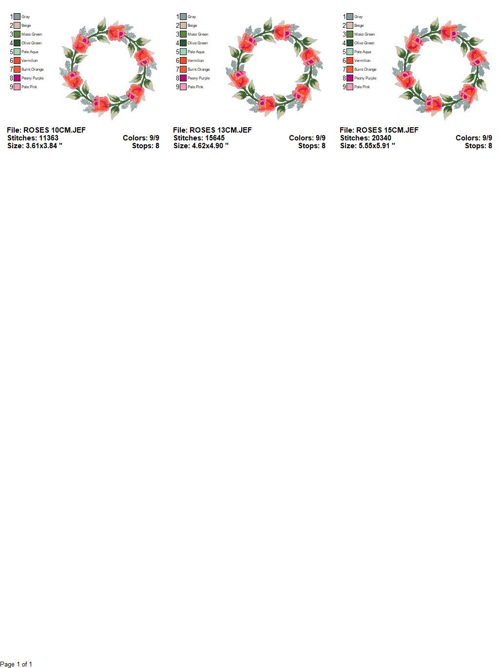 Rose Wreath embroidery designs - Flower frame embroidery design machine embroidery pattern - Rose embroidery file - Roses Garland frame pes